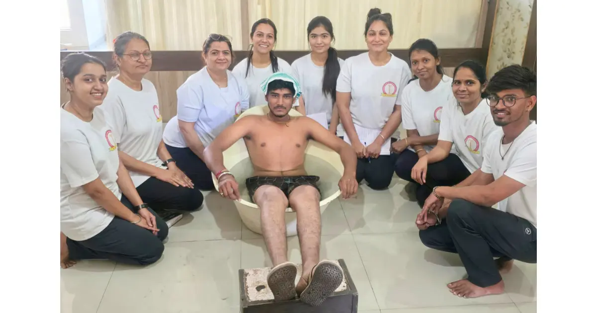 Students practicing yoga poses during Certificate Course in Yoga & Naturopathy